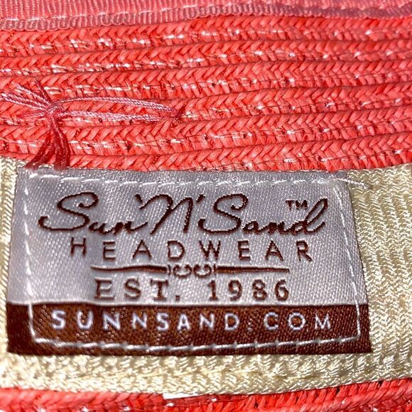 Sun n Sand Straw Visor With Hook And Hoop Closure In Pink And Gold - Picture 6 of 12